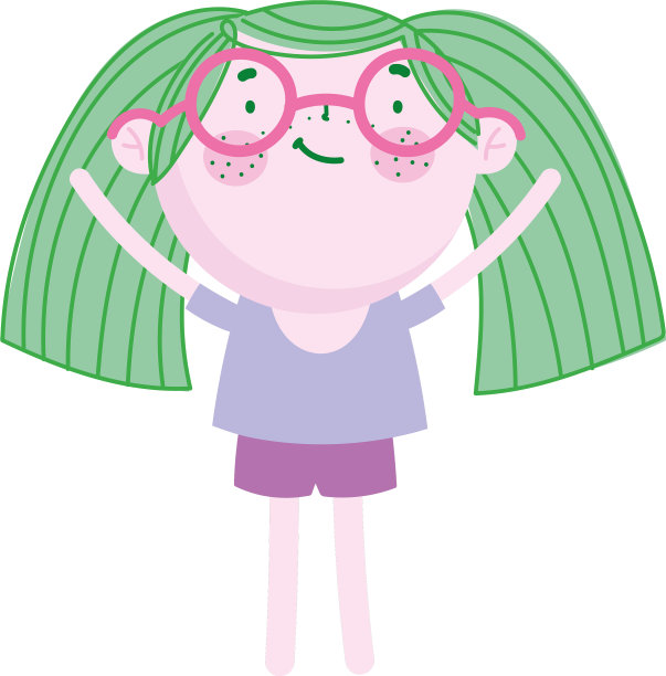 可爱的女孩戴着眼镜卡通人物站立图片下载