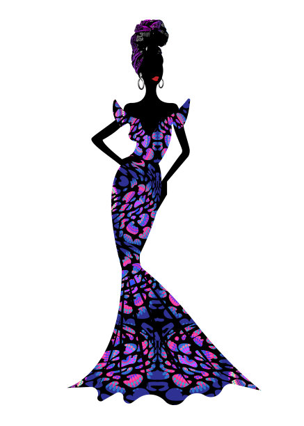 戴头巾和典型的非洲式服装的非洲妇女图片下载