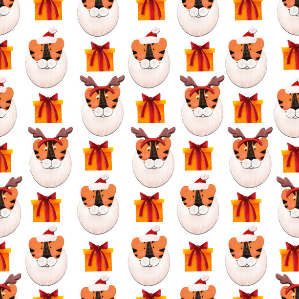 图案与老虎的形象无缝衔接，并配有礼品图片下载