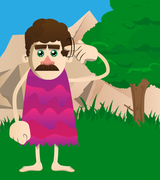 史前男子用一种你疯了的姿势。图片下载