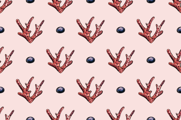 手绘水彩无缝图案与珊瑚图片下载