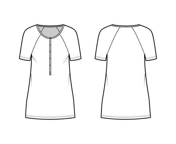 搭配短插肩袖，超短裙，超长铅笔裙，搭配亨利领技术时尚插画图片下载