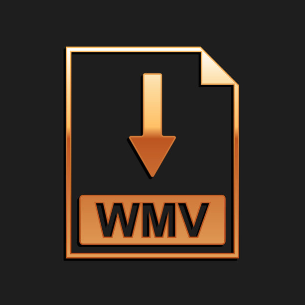 金色WMV文件文档图标下载WMV按钮图片下载
