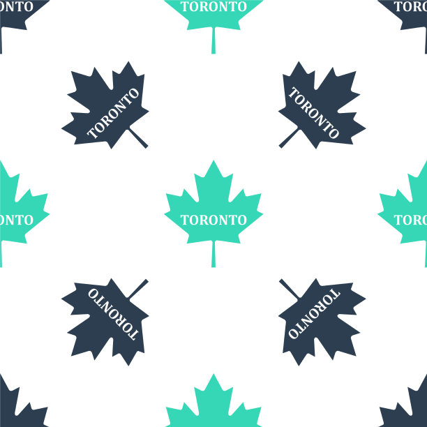 绿色的加拿大枫叶，城市名多伦多图片下载