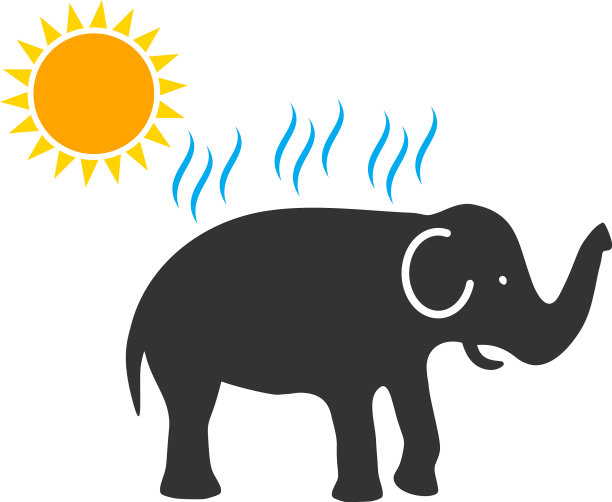 大象在太阳下受热扁平的图标符号图片下载