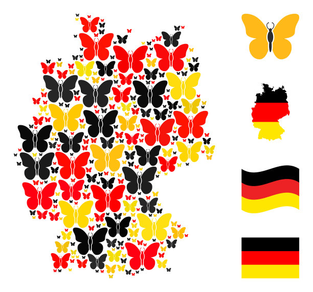 德国地图马赛克蝴蝶项目在德国图片下载