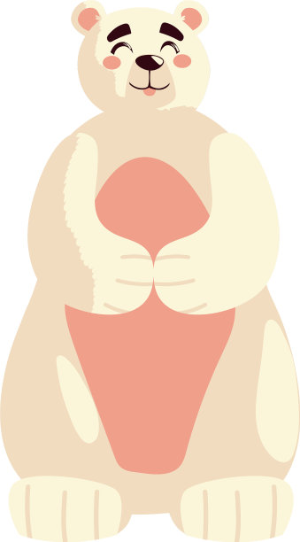 可爱的北极熊动物卡通图标孤立图片下载