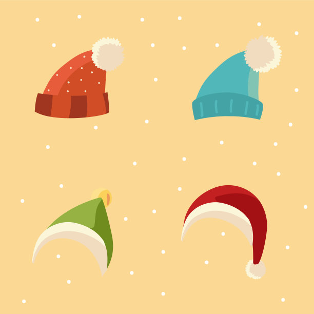 圣诞快乐图标设置冬季帽子卡通图片下载