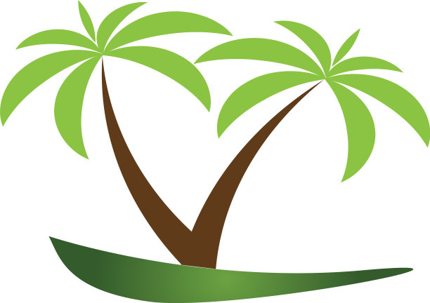 棕榈树夏季标志模板图片下载