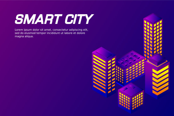 等距的未来城市房地产和图片下载