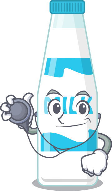 笑脸医生卡通奶瓶牛奶牛奶工具图片下载
