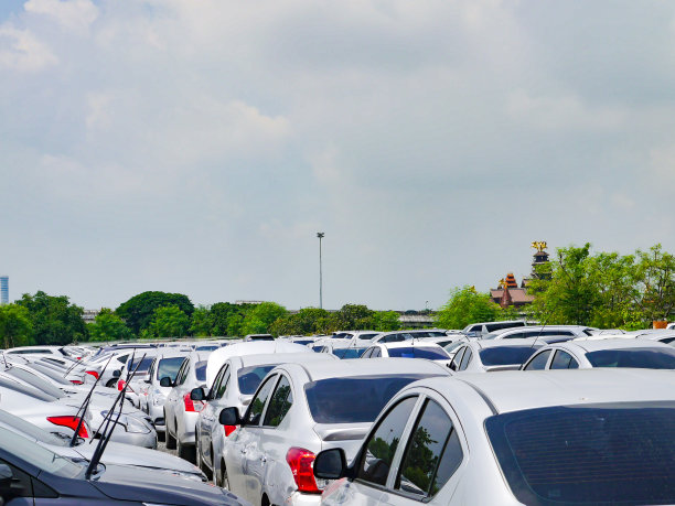 许多汽车的车顶以自然为背景图片下载