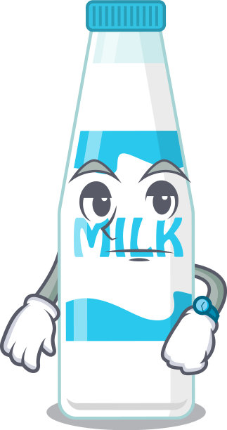 吉祥物用等待的姿态设计奶瓶图片下载