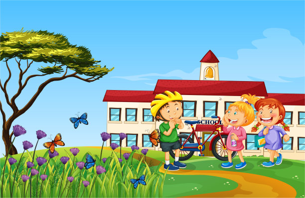 快乐的孩子们在户外玩耍图片下载