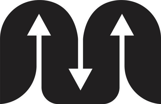 字母M流动箭头流程符号Logo图片下载