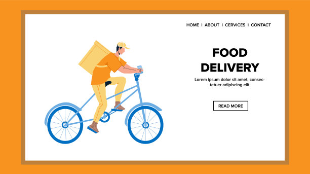 骑自行车送餐的外卖员图片下载