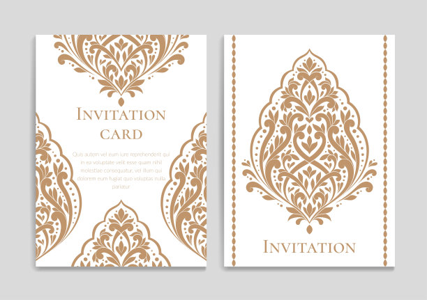 金色和白色的豪华请柬设计。古董装饰模板。可用于背景和壁纸。优雅和经典的矢量元素非常适合装饰。图片下载