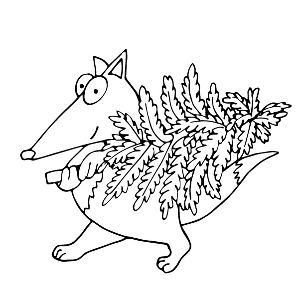 小狐狸背着一棵圣诞树。准备假期。新年矢量图图片下载