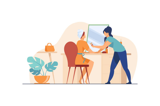 化妆师在女性身上工作图片下载