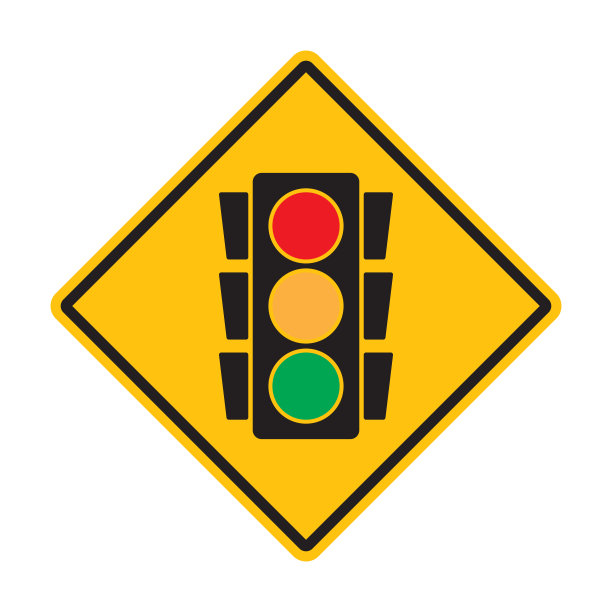 警示交通标志十字路口，交通信号灯前方标志矢量图标平面设计，标志，网站，社交媒体，移动应用程序，ui插图图片下载