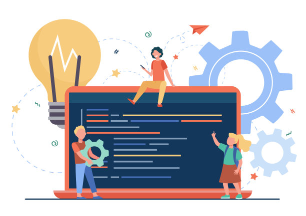 小可爱的孩子们正在学习编码图片下载