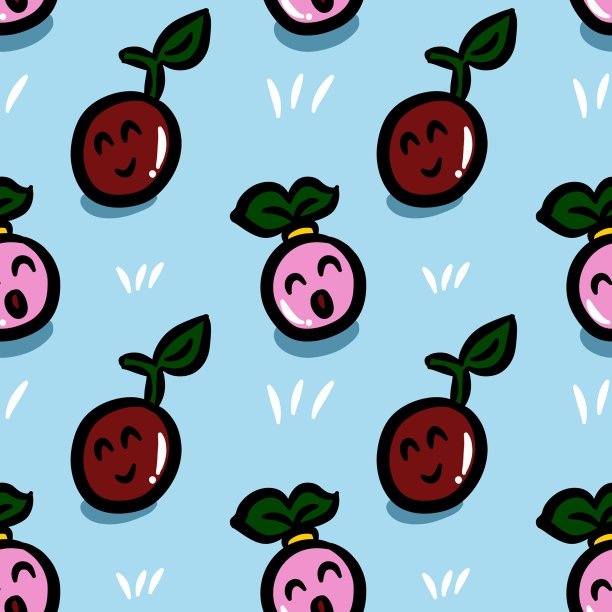 无缝图案背景可爱的樱桃水果图片下载