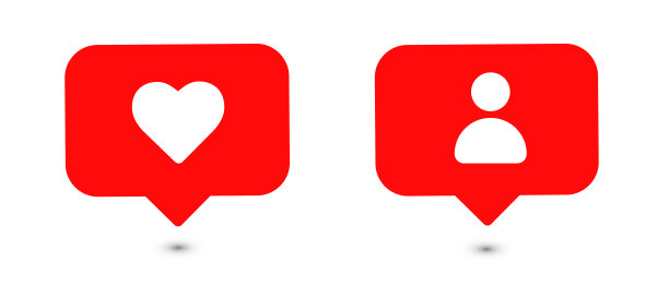 社交媒体图标:喜欢，评论，用户。矢量插图与白色背景图片下载