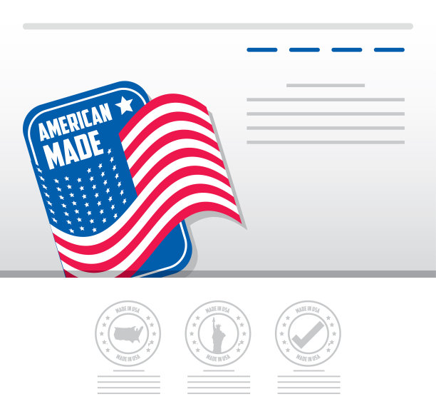 美国制造的带有旗帜和图标设计的卡片图片下载