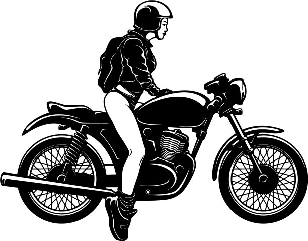 性感的女孩和老式摩托车直升机图片下载