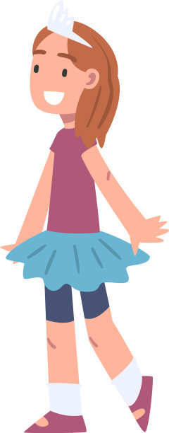 可爱的女孩头上戴着皇冠走路图片下载