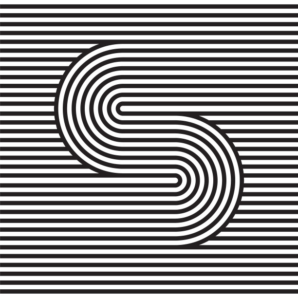 字母由黑色和白色条带组成。光学错觉。图片下载