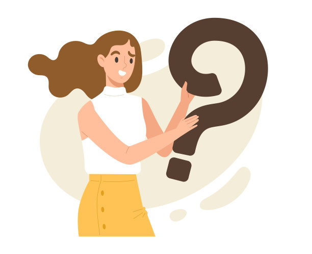 好奇的女孩抱着大大的问号，一脸疑惑。图片下载