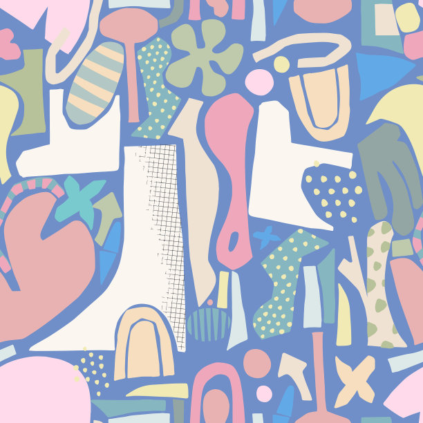 色彩丰富的抽象艺术造型母题无缝重复图案白色背景的当代图案艺术品图片下载