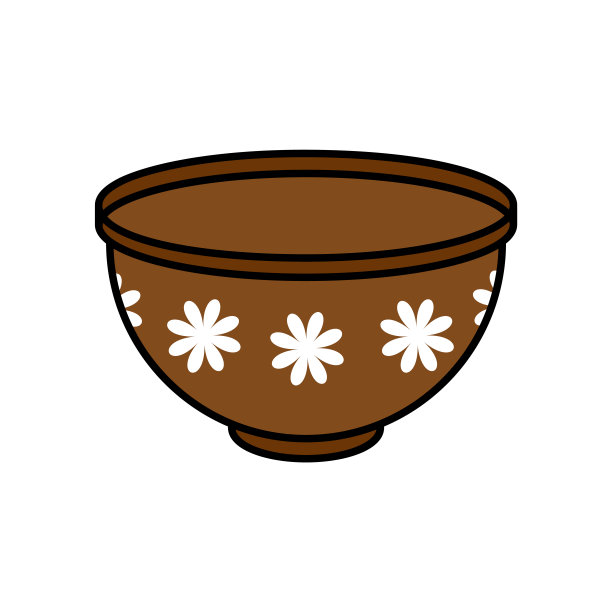 碗与甘菊，矢量插图孤立在白色。图片下载