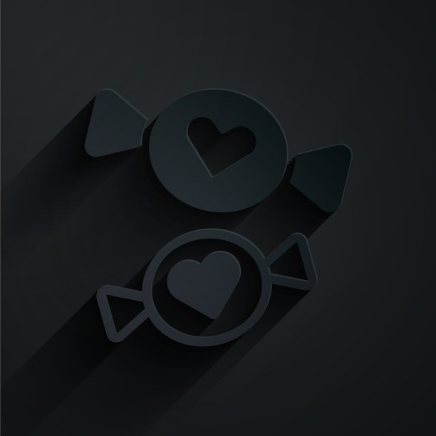 剪纸糖果图标孤立在黑色背景图片下载