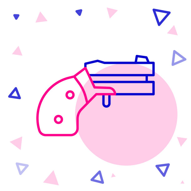 线小左轮手枪图标孤立在白色图片下载