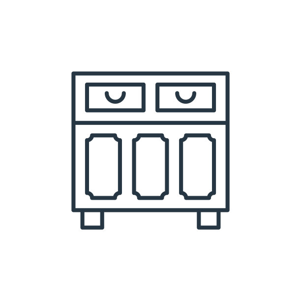从古董概念橱柜图标向量。细线插图的橱柜可编辑的笔触。用于网页和移动应用程序，标志，印刷媒体的橱柜线性标识。图片下载