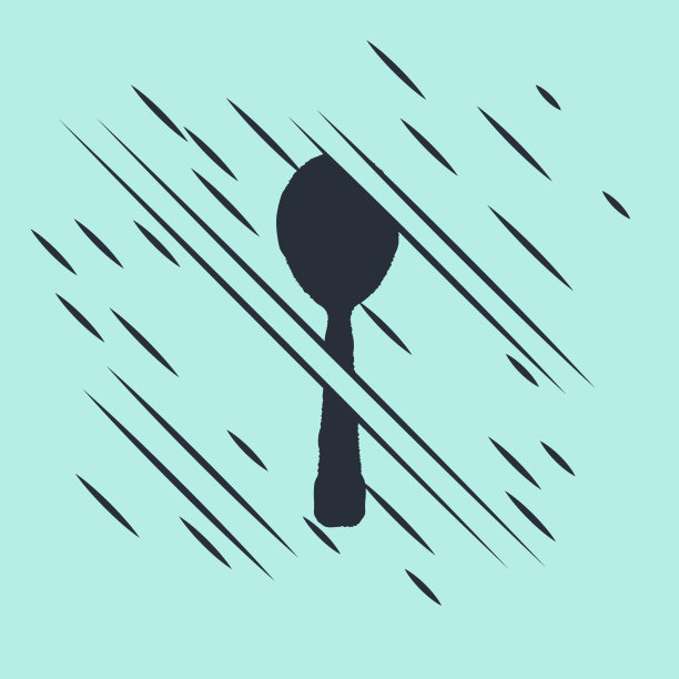 黑色勺子图标孤立在绿色背景图片下载