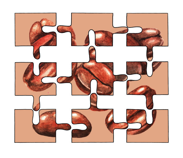 谜题。咖啡豆。水彩(9)图片下载