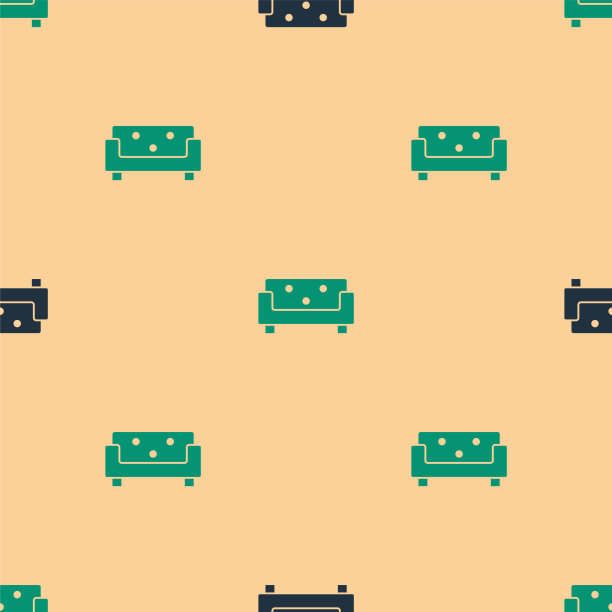 绿色和黑色沙发图标隔离无缝图片下载