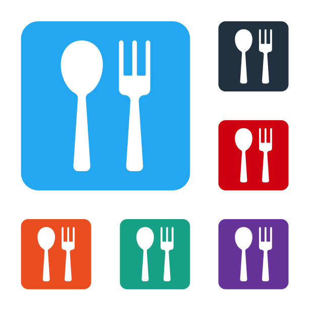 白色叉子和勺子图标孤立在白色图片下载