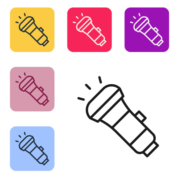 黑线手电筒图标孤立在白色图片下载