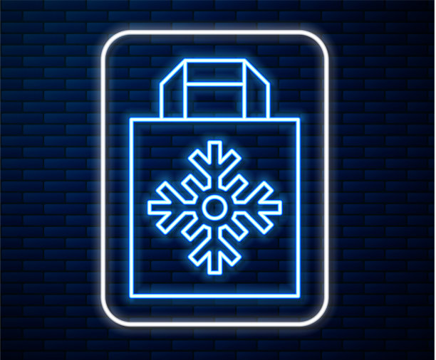 发光的霓虹线圣诞纸袋图片下载