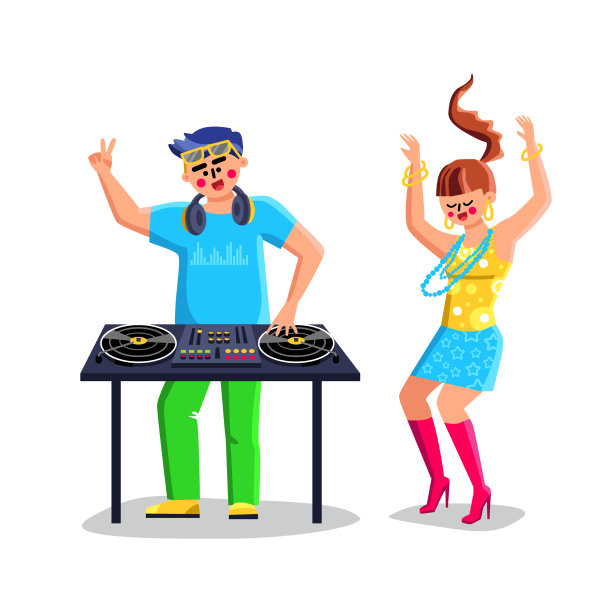 唱片骑师在DJ设备上播放音乐图片下载