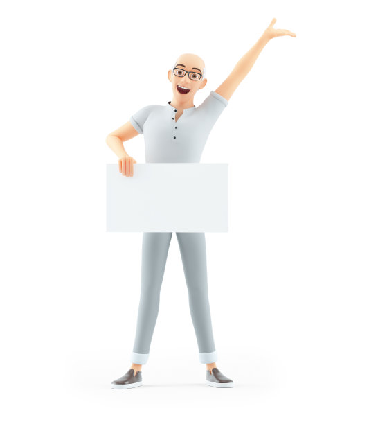3d快乐老人举着牌子图片下载