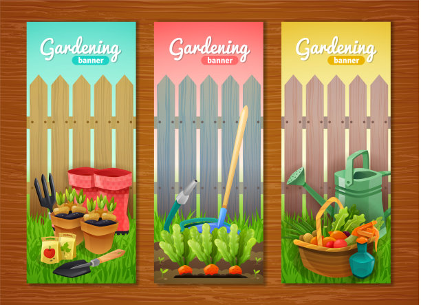 收集多彩的园艺垂直横幅图片下载