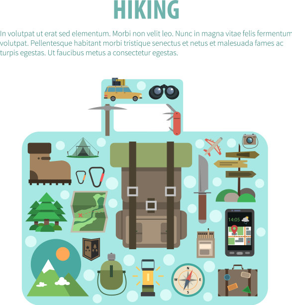 登山概念行李形状的图标组成图片下载