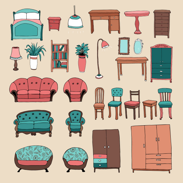 家具和家居配件图标集图片下载