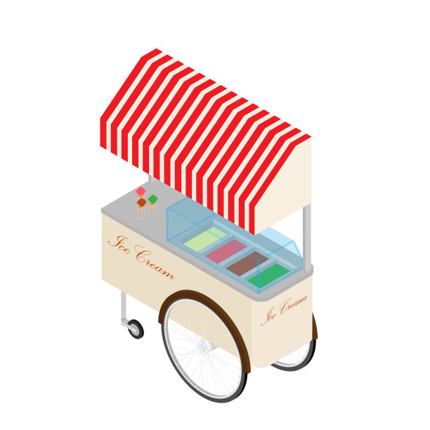 冰淇淋车孤立在白色等距视图图片下载