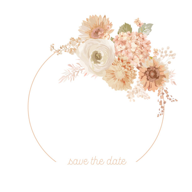 花花环与水彩干粉彩花图片下载